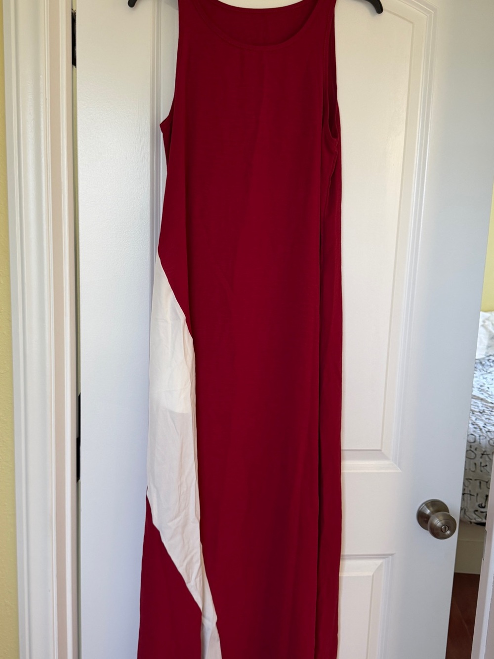 Women's Sleeveless Red and White Maxi Dress